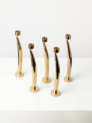 Set of Five Fin Candleholders | Brass