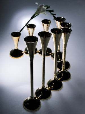 Set of Nine Drip Candleholders | Brass